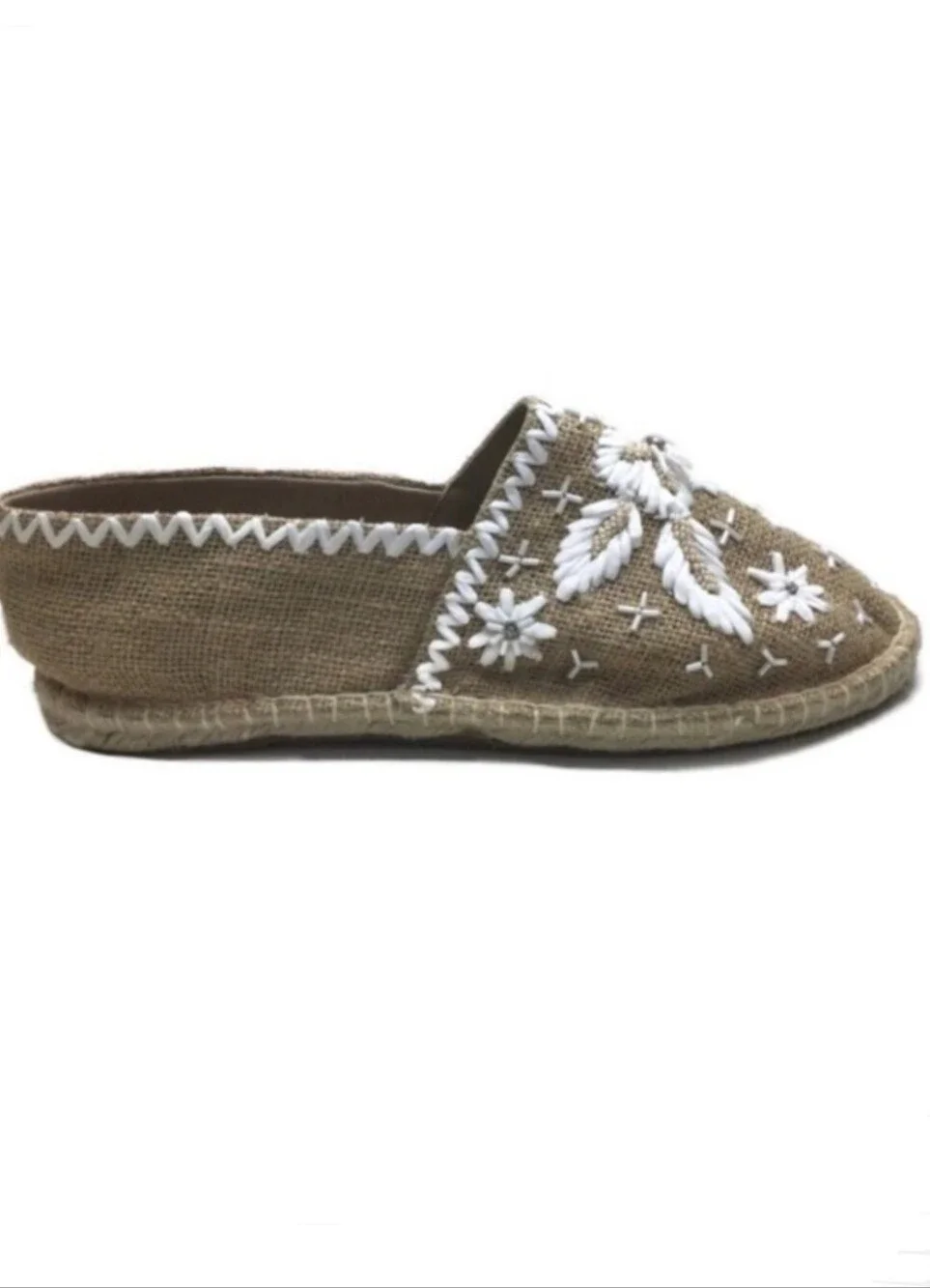 NWT Antik Batik X Johnny Was Tori Beaded Rhinestone Embroidered Espadrille Flats